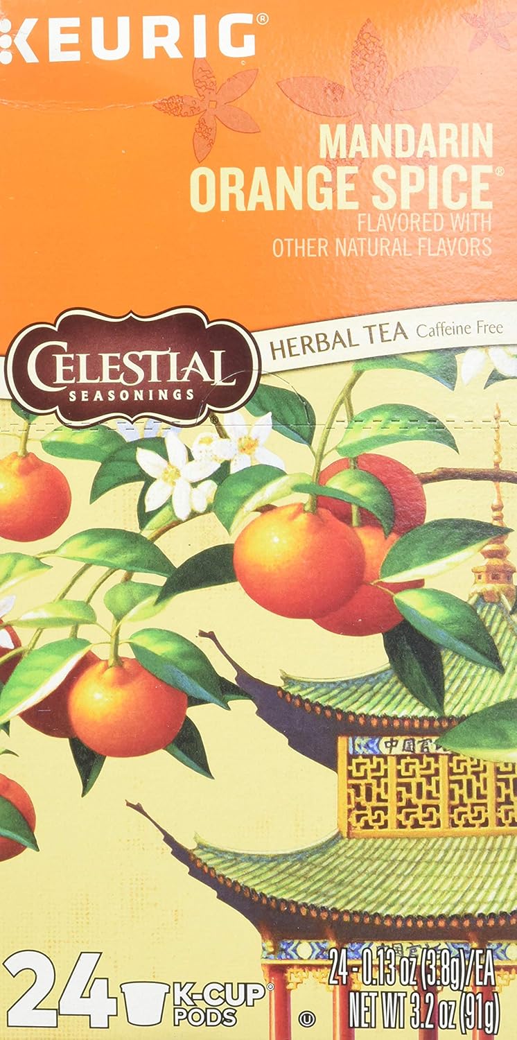 Celestial Seasonings Mandarin Orange Spice Herbal Tea, K-Cup Portion Pack for Keurig K-Cup Brewers