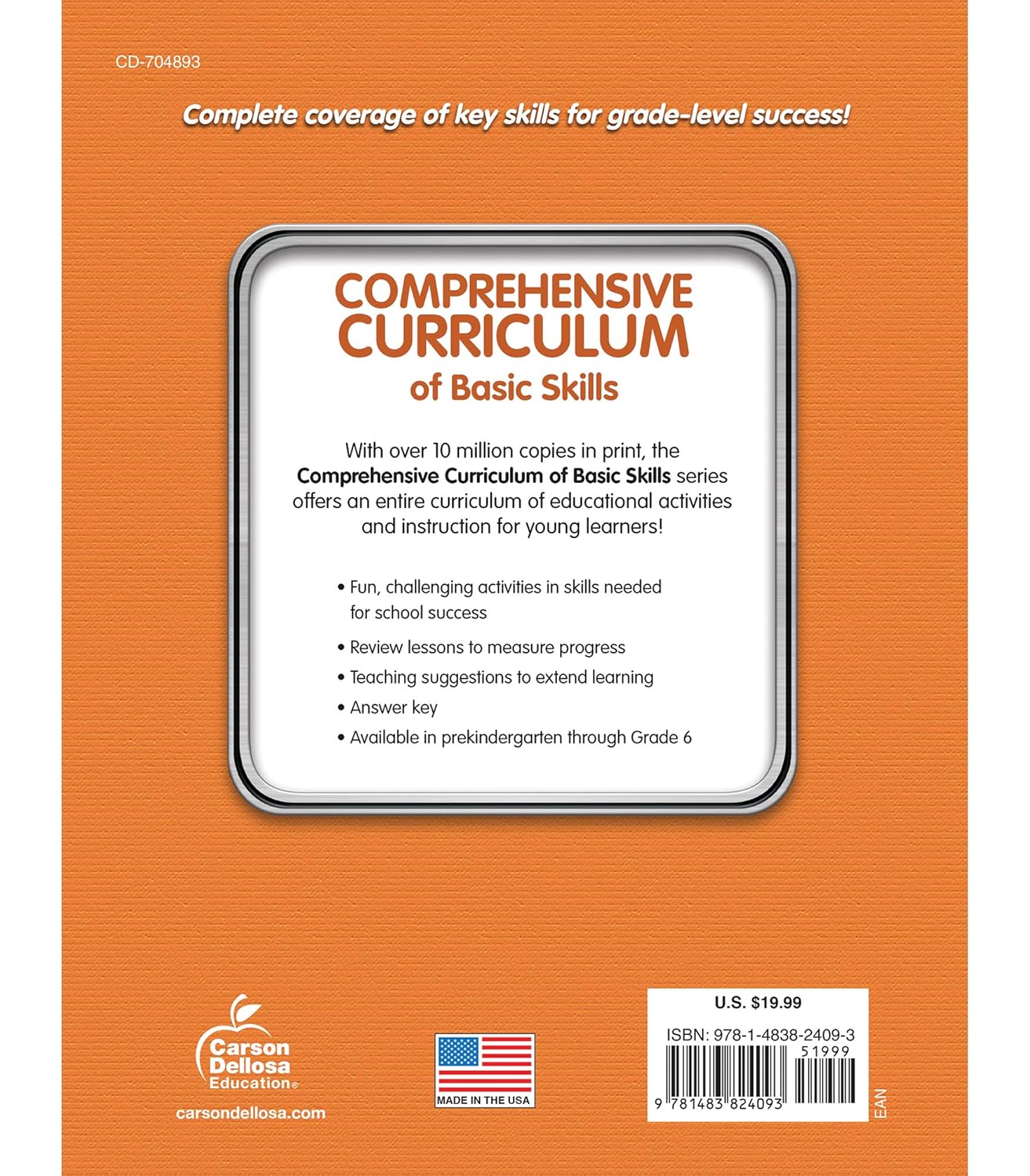 Comprehensive Curriculum of Basic Skills Kindergarten Workbooks All Subjects, Kindergarten Math, Reading Comprehension