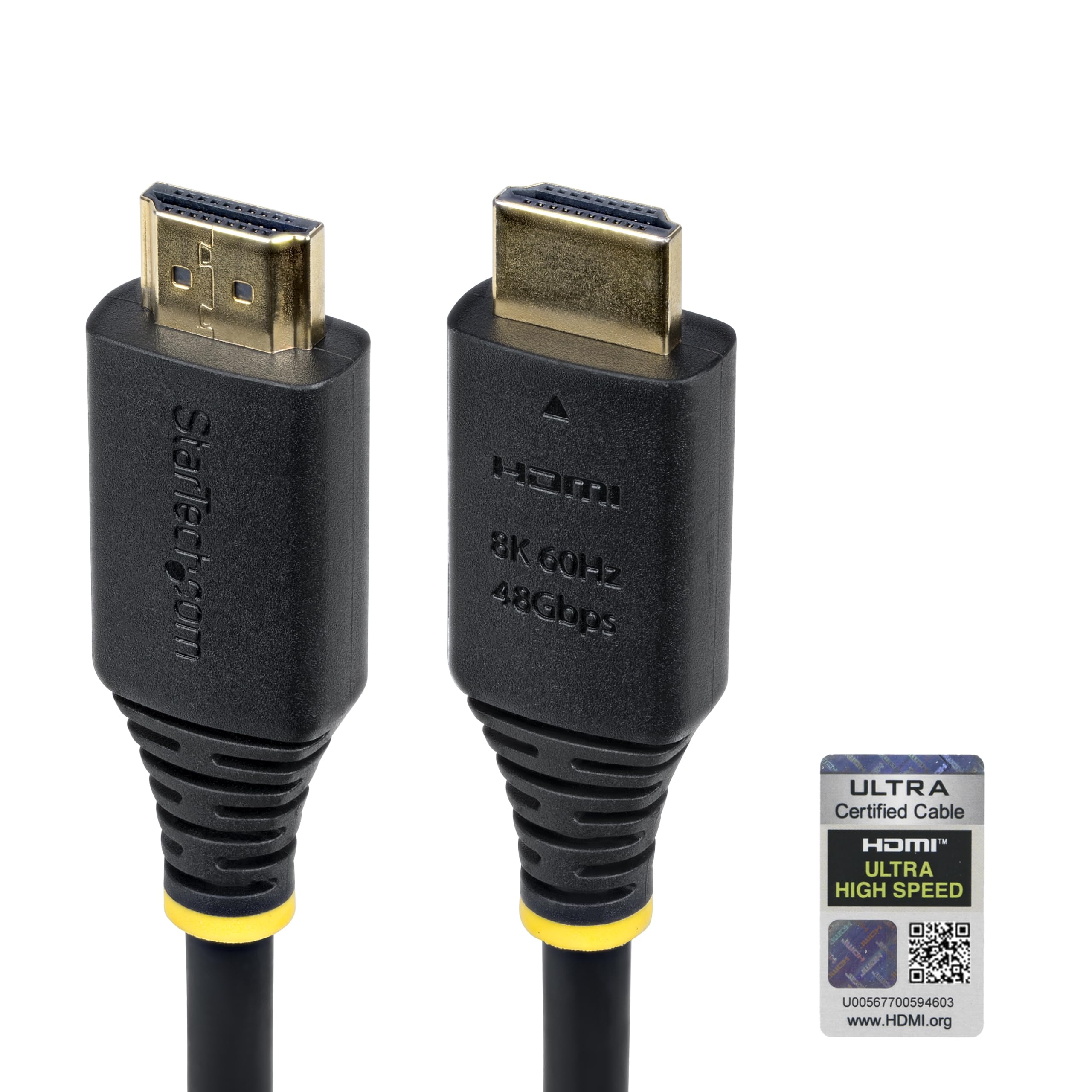 StarTech.com 50cm (1.6ft) Certified Ultra High Speed HDMI Cable, 8K 60Hz/4K 120Hz, HDMI 2.1 Cord with HDR10+ / eARC, 48Gbps