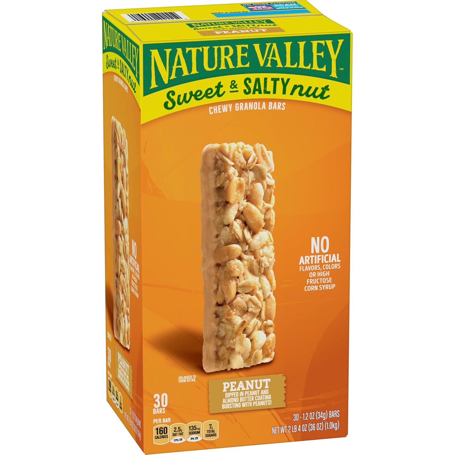 Nature Valley Sweet and Salty Granola Bars, Peanut, 30 Bars, 36 OZ Peanut 30 Count (Pack of 1)