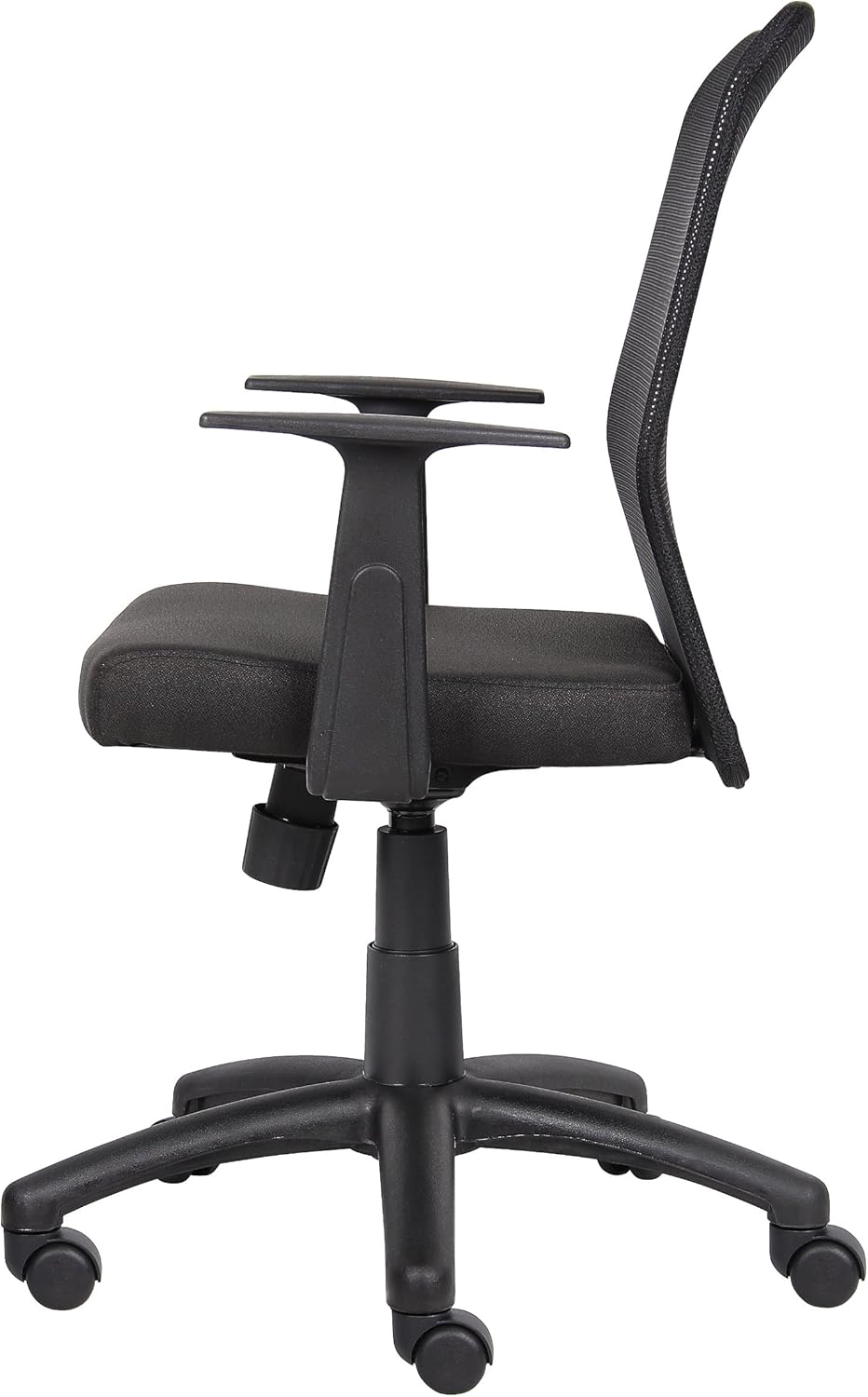 Boss Office Products Budget Mesh Task Chair with Arms in Black With T-Arms