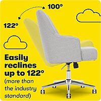 Serta Leighton Home Office Memory Foam, Height-Adjustable Desk Accent Chair with Chrome-Finished Stainless-Steel Base