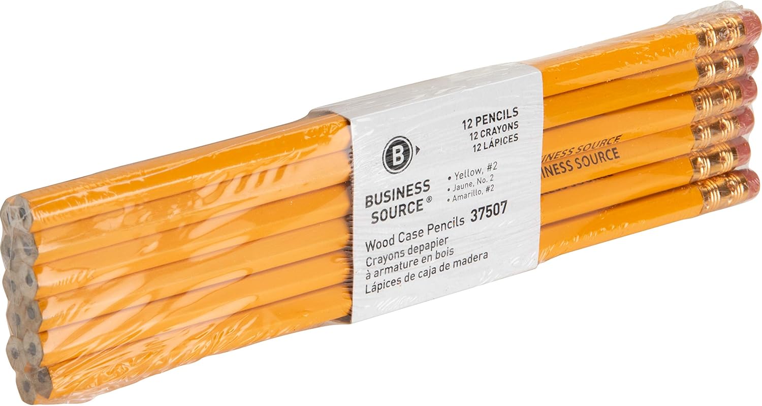 Business Source Unsharpened Woodcase No. 2 Pencils - Pack of 12 (37507), Yellow
