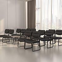 Boss Office Products LeatherPlus Bonded Leather Guest Chair, Black