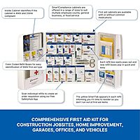 First Aid Only 90580 50-Person SmartCompliance OSHA First Aid Cabinet for Businesses, Large Plastic First Aid Cabinet Without Medications, 203 Pieces