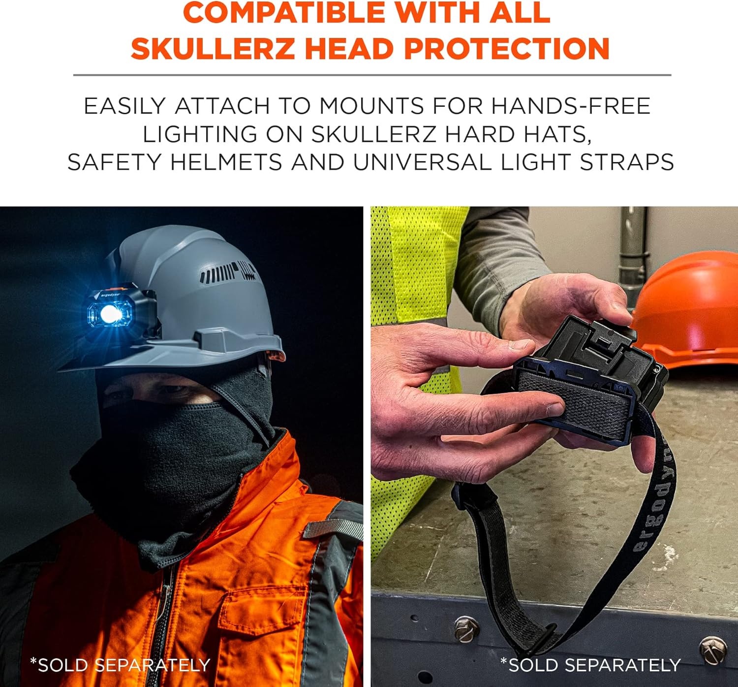 Ergodyne Skullerz 8978 Intrinsically Safe Hard Hat Headlamp Light, Compatible with Ergodyne Skullerz Hard Hats and Safety
