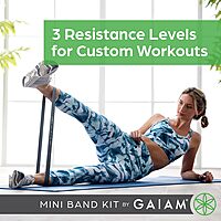 Gaiam Restore Mini Band Kit, Set of 3, Light, Medium, Heavy Lower Body Loop Resistance Bands for Legs and Booty Exercises & Workouts, 12" x 2" Bands Light Resistance
