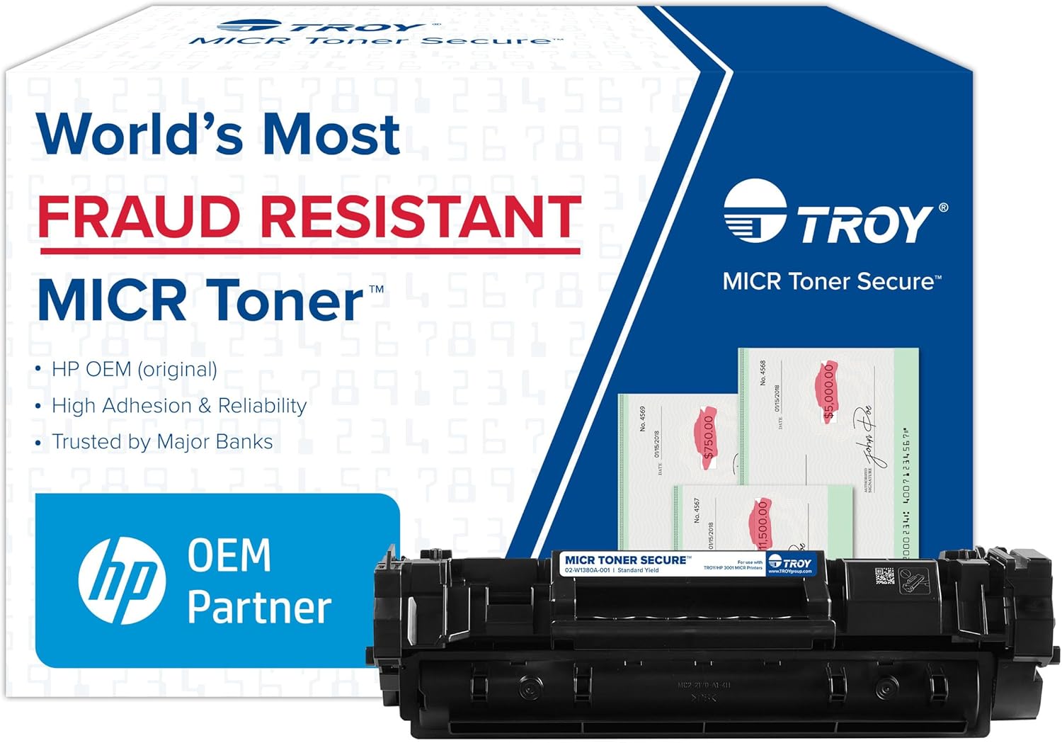 3001 MICR Toner Secure Standard Yield Cartridge, Check Printing, Coordinating HP Part Number: W1380A, Yields 1500 Pages