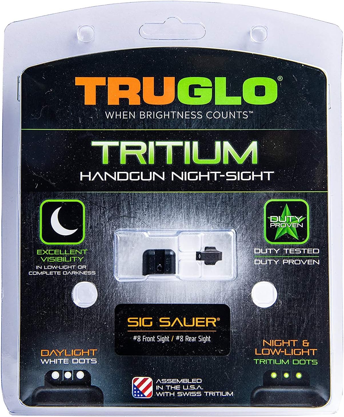 TRUGLO Tritium Handgun Night Sights Front & Rear Compatible with Sig Sauer