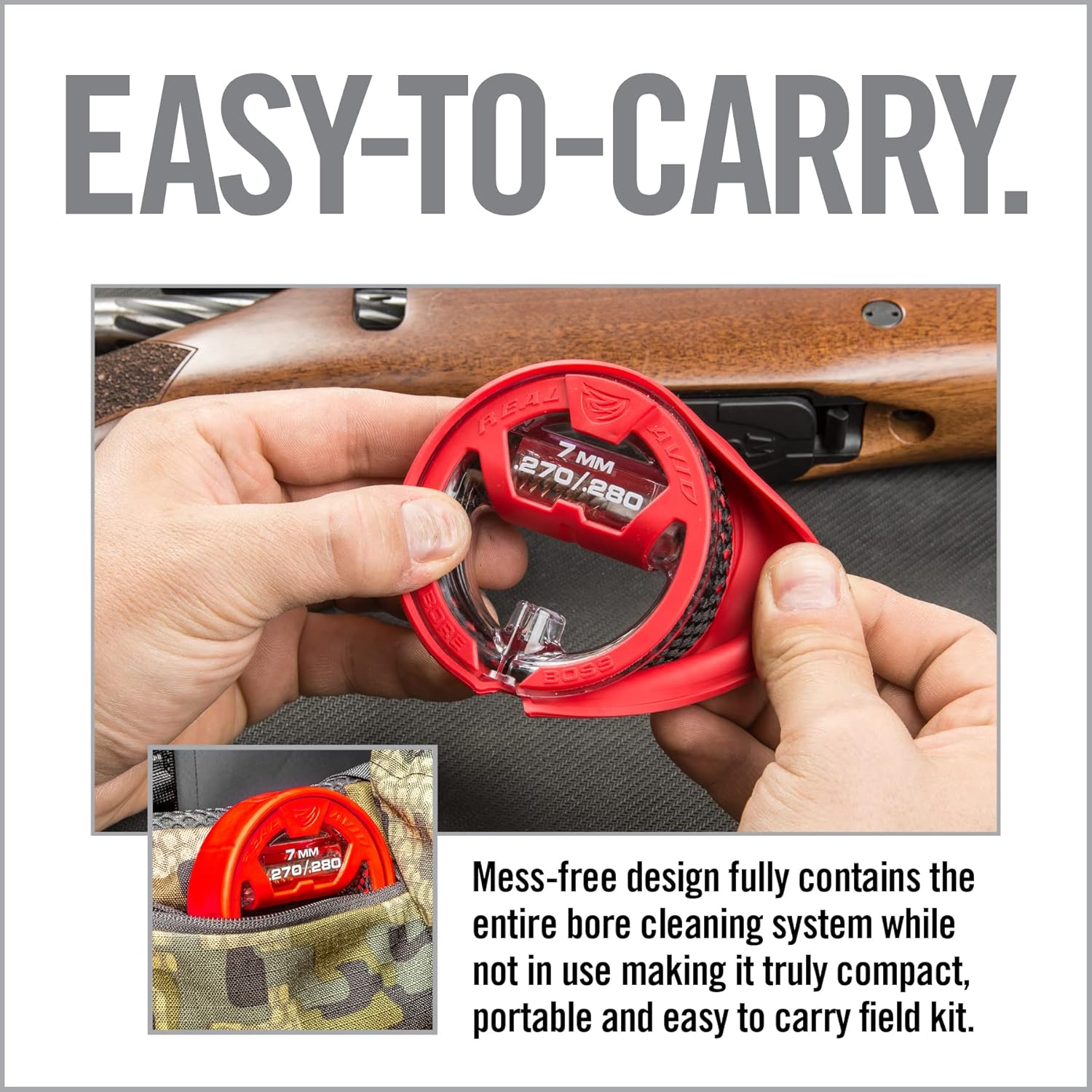 Real Avid Bore Boss Gun Cleaning System - Rapid Pull Through Barrel & Bore Cleaning Cable with Integrated Brush & Mop