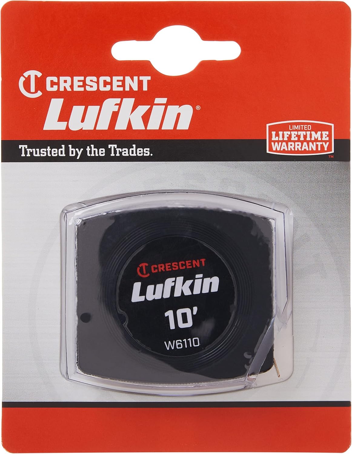Crescent Lufkin 1/4" x 10' Pee Wee Yellow Clad Pocket Tape Measure - W6110 , Black