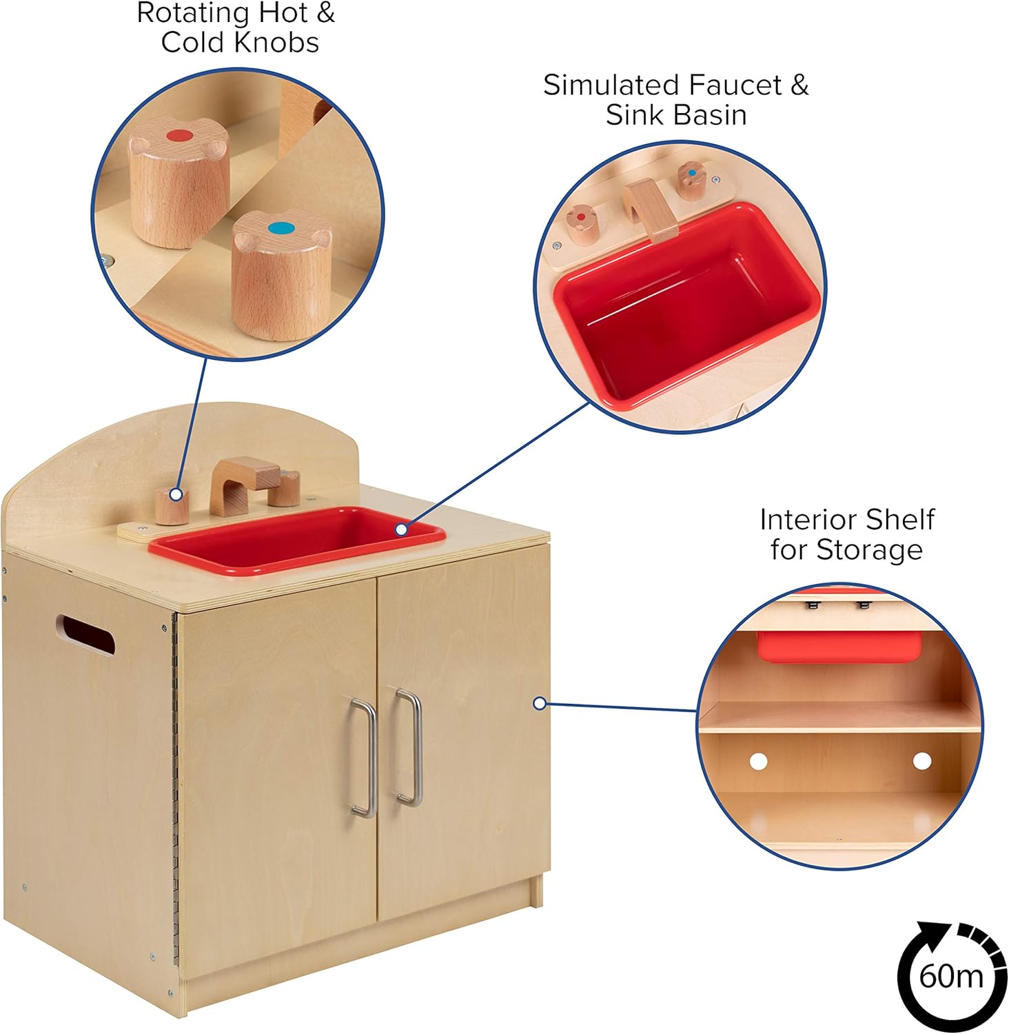 FLASH FURNITURE Hercules Children's Wooden Play Kitchen for Commercial or Home Use - Safe, Kid Friendly Design