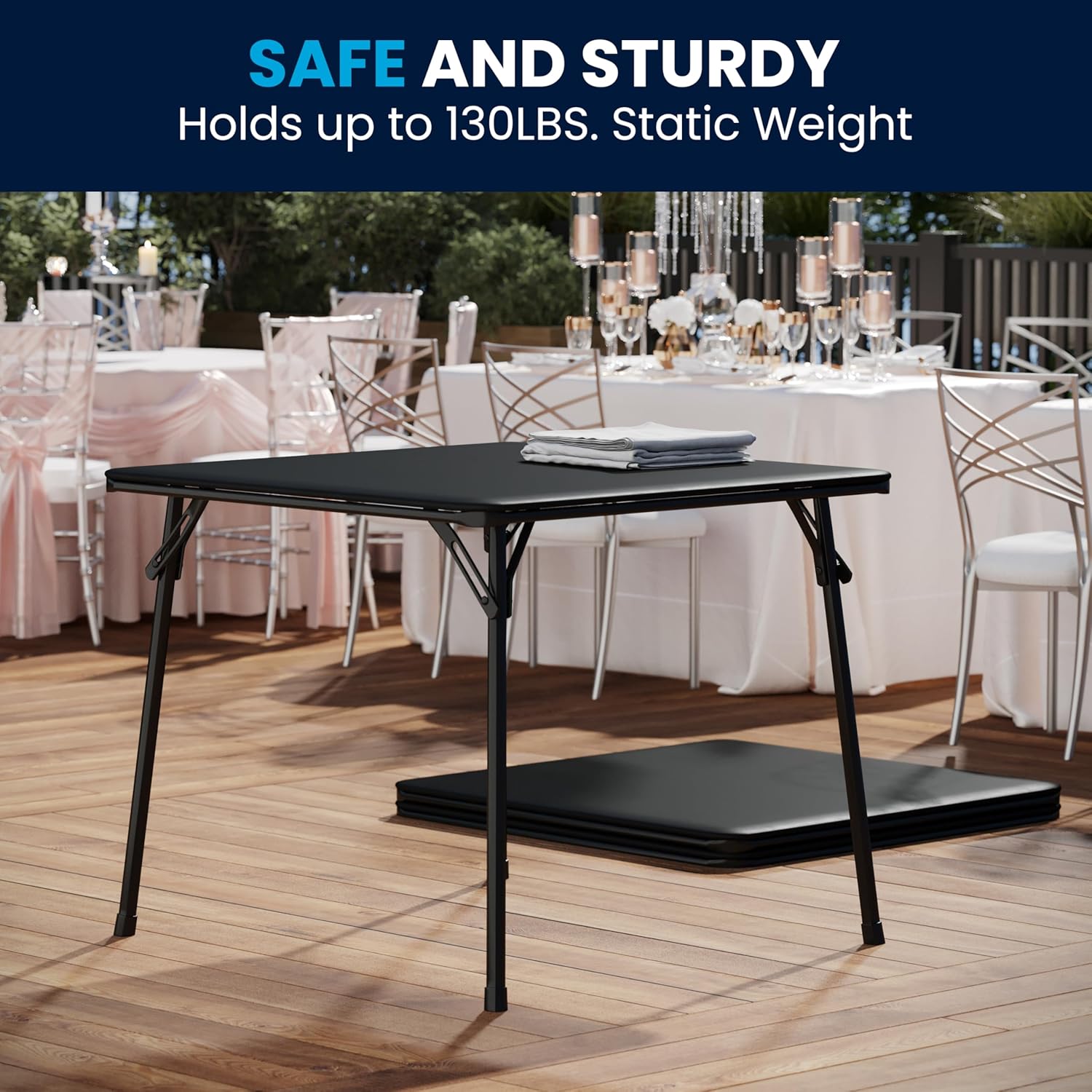 Flash Furniture Madelyn 33.5" Square Folding Multipurpose Card Table with Padded Vinyl Top