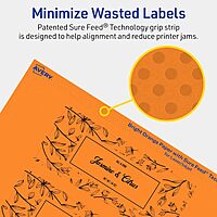AVERY Printable Rectangle Labels, Sure Feed Technology, 2" x 5", Bright Orange, Print-to-The-Edge, Laser/Inkjet Printable
