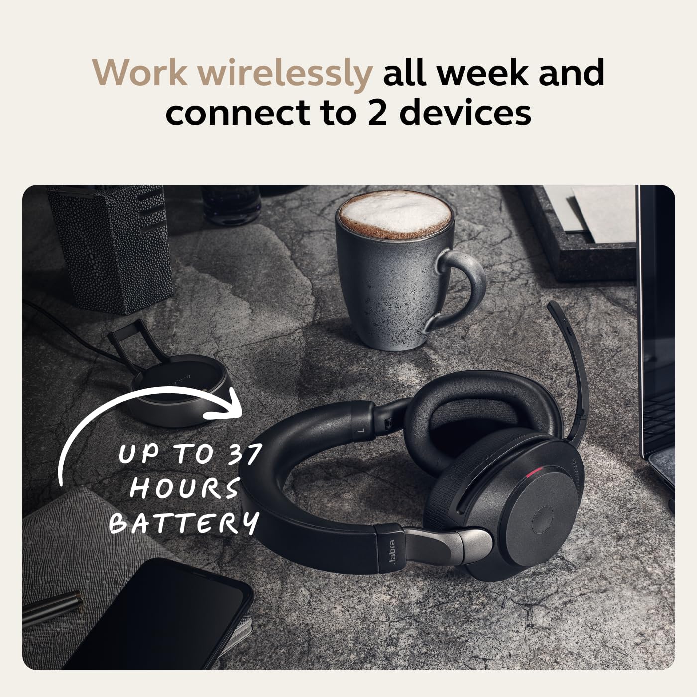 Jabra Evolve2 85 Wireless Over-Ear Headset – ANC, UC/Teams Certified