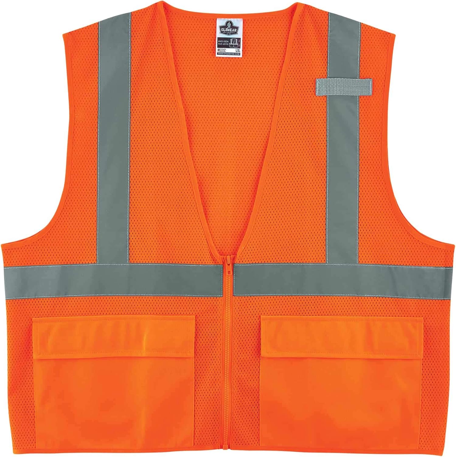 Ergodyne GloWear 8220Z High Visibility Reflective Safety Vest, ANSI/ISEA 107 Class 2, Zipper Closure
