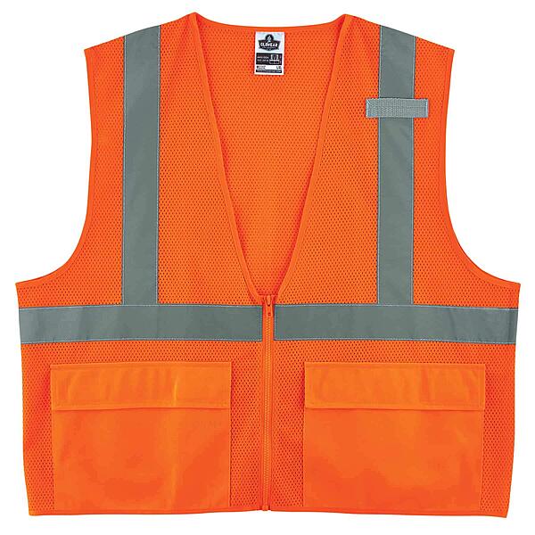 Ergodyne GloWear 8220Z High Visibility Reflective Safety Vest, ANSI/ISEA 107 Class 2, Zipper Closure