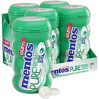 Mentos Pure Fresh Sugar-Free Chewing Gum with Xylitol, Spearmint, 50 Piece Bottle (Bulk Pack of 4) Spearmint 50 Count (Pack of 4)