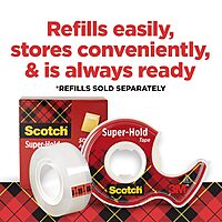 Scotch Super-Hold Tape, Transparent Finish, 50% More Adhesive, Trusted Favorite, 3/4 x 650 Inches, Dispensered (198) 1 Roll Standard