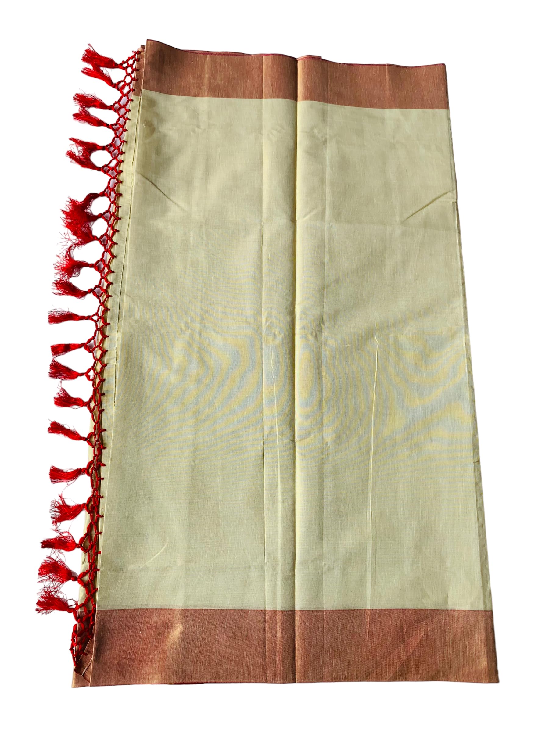 ALLUVY Kuthampully Kerala Saree |Traditional South Indian Sarees |Onam Tissue Kasavu Saree |Authentic South Cultural Sarees |Women's Plain Zari Kasavu |EKM-795 Pack -1 (Red)