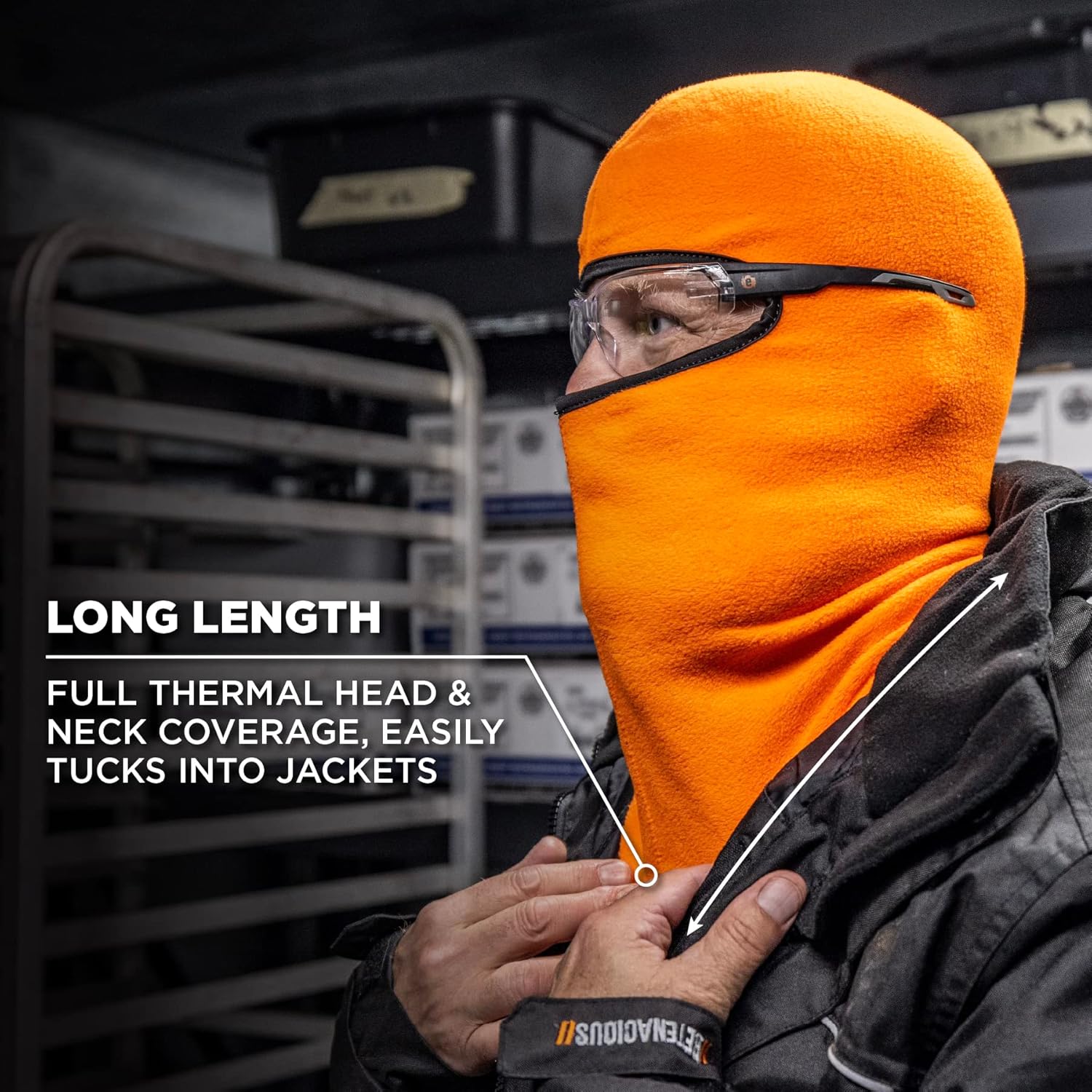 Ergodyne N-Ferno 6821 Winter Ski Mask Balaclava, Thermal Fleece Orange One Size Balaclava Face Mask - Fleece