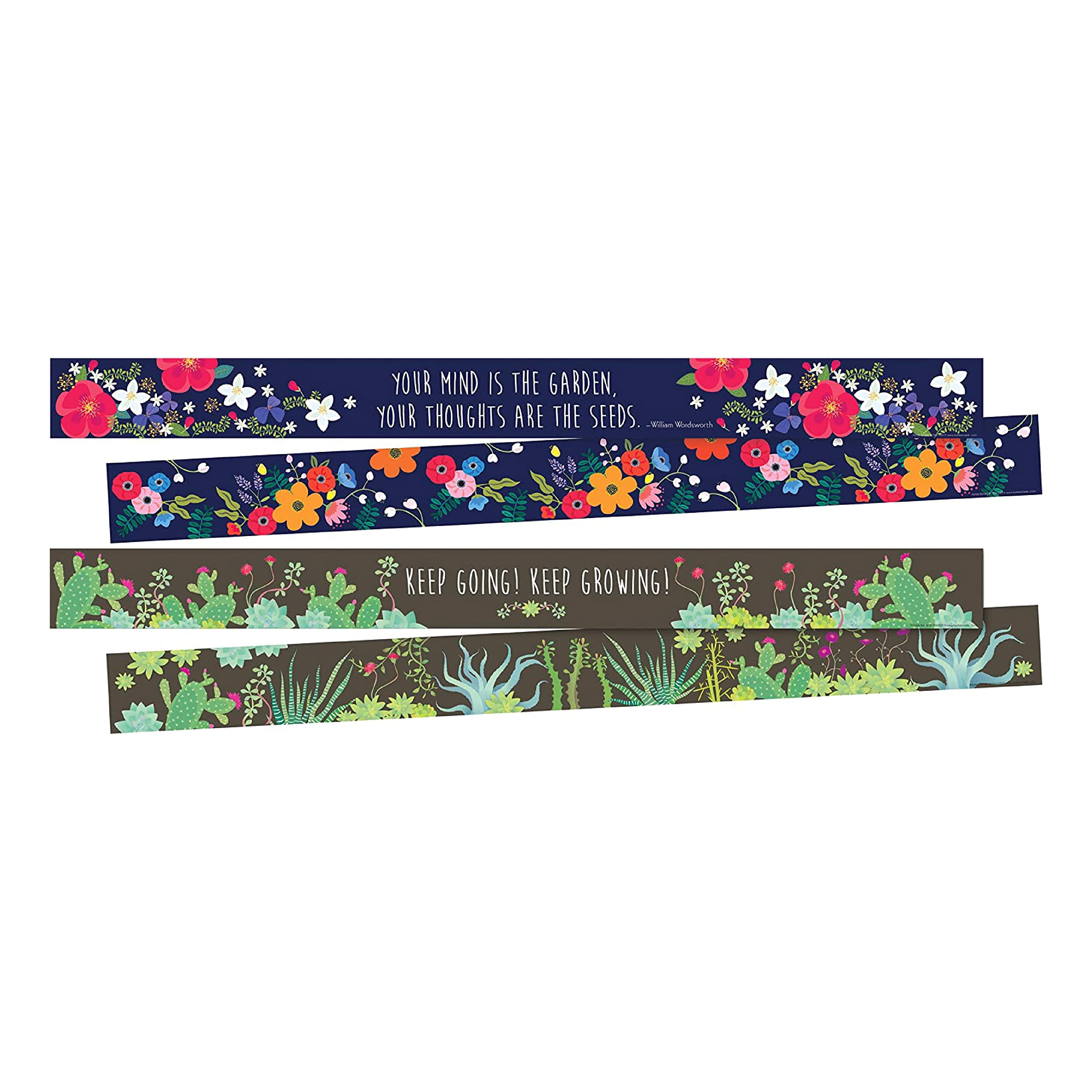 Barker Creek Double-Sided Border Set of 2, Petals & Prickles, Mixed-Design, 35' Each of 2 Designs