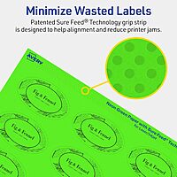 Avery Printable Oval Labels, Sure Feed Technology, 1.5" x 2.5", Neon Green