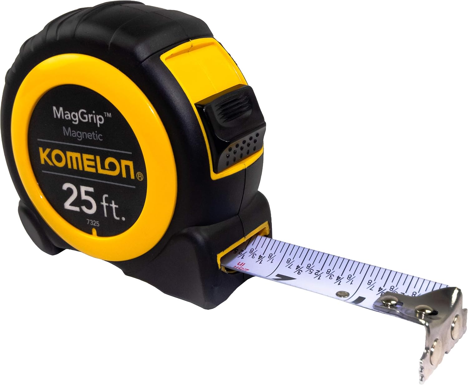 Komelon 7325; 25' x 1 in Magnetic MagGrip Tape Measure, Yellow/Black 7.6 m