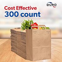 Duro 70# Large Brown Paper Shopping Bags with Handles Bulk, 300 Pcs 12x7x17 - Heavy Duty Restaurant Takeout/To Go Bags, Delis, & Retail Merchandise 1 Count (Pack of 300)