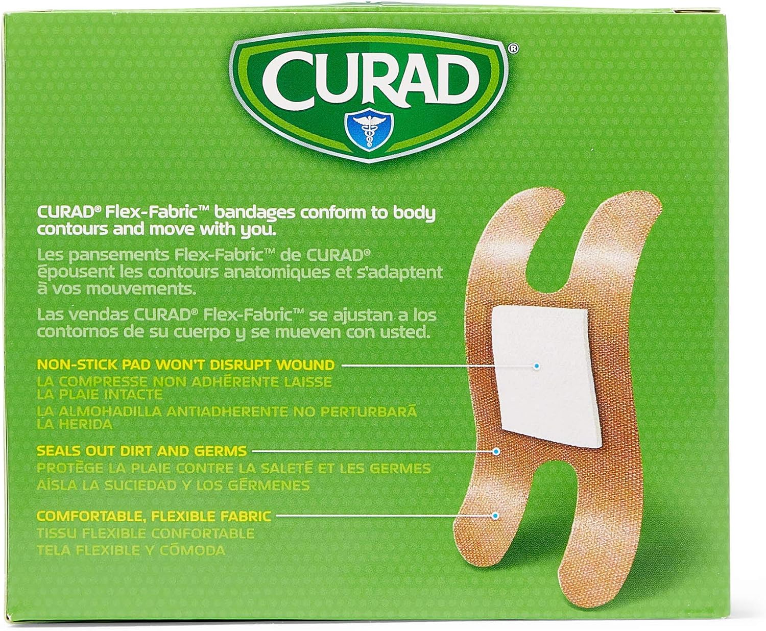 CURAD Flex-Fabric Adhesive Knuckle Bandages, 1.5 x 3 in, 100 Count