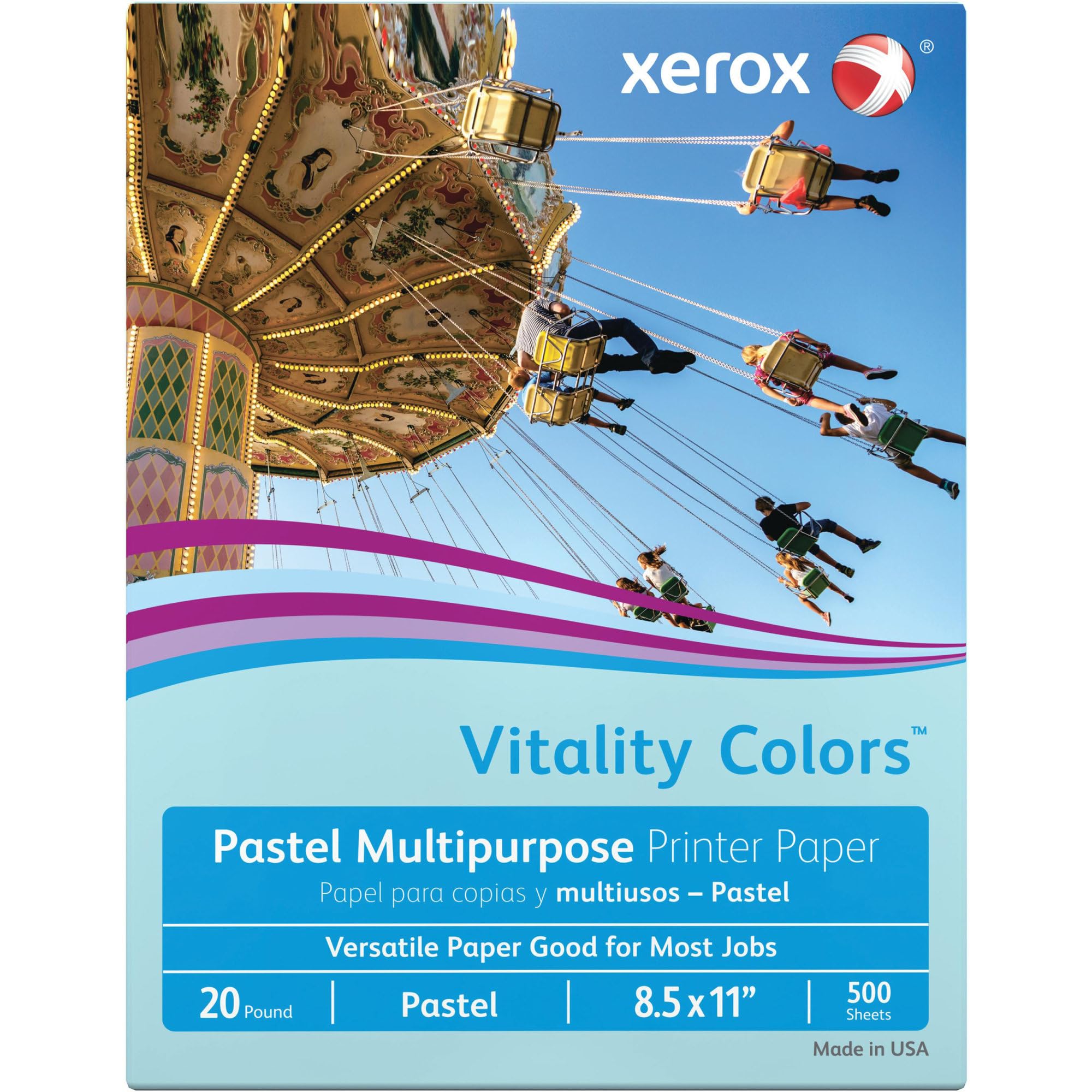 Xerox® Vitality Colors™ Multipurpose Printer Paper, Letter Paper Size, 20 Lb, 30% Recycled, Blue, Ream Of 500 Sheets