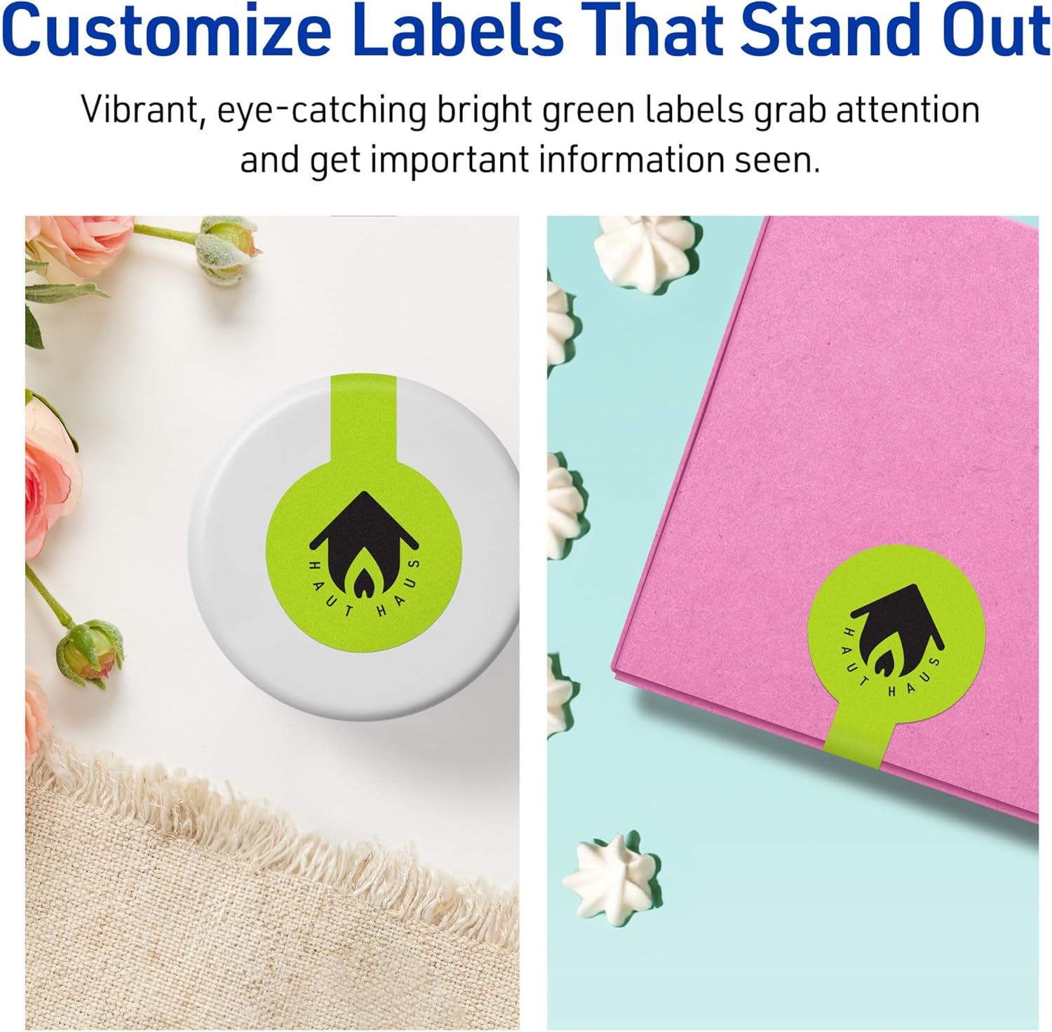 AVERY Printable Lollipop Labels, Sure Feed Technology, 1-1/2" x 4", Bright Green, Print-to-the-Edge, Laser/Inkjet Printable