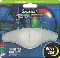 Nite Ize SpokeLit Wheel Light - Bicycle Spoke Light for Visibility and Safety - LED Lights for Bike Wheels - Bicycle Wheel Light - Rechargeable Battery - Disc-O Select