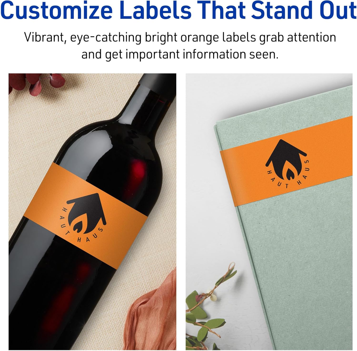 Avery Printable Rectangle Labels, Sure Feed Technology, 1" x 7", Bright Orange, Print-to-The-Edge, Laser/Inkjet Printable