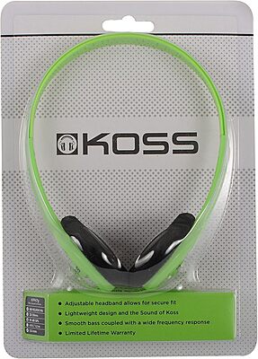 Koss KPH7G Portable On-Ear Headphone with Adjustable Headband - Green, 8.7 x 6.2 x 2.0