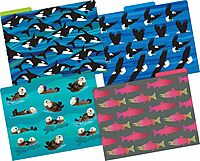 Barker Creek Designer File Folders Set of 12, Sea & Sky, Multi-Design, Reversible, Colorful Patterns Inside and Out