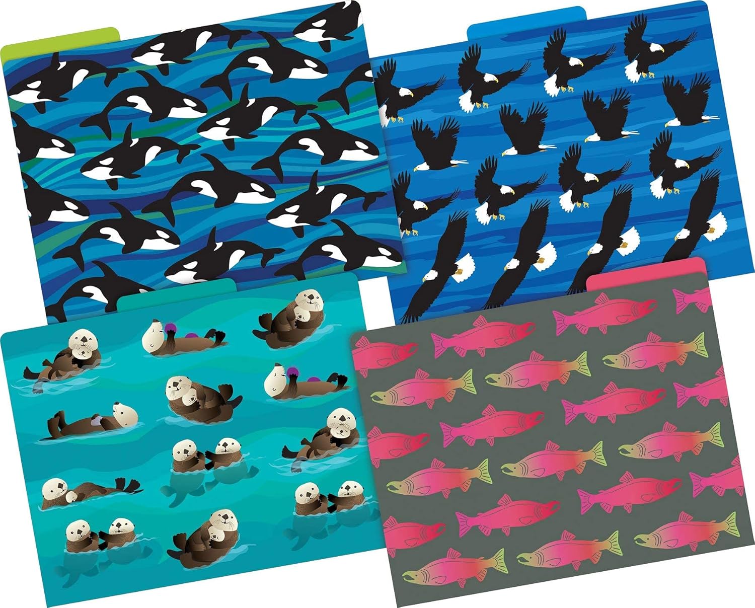 Barker Creek Designer File Folders Set of 12, Sea & Sky, Multi-Design, Reversible, Colorful Patterns Inside and Out