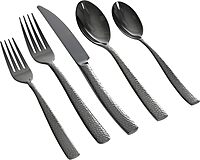 Gibson Home Gibson Elite Flatware Set, Service for 4 (20pcs), Hammered Black