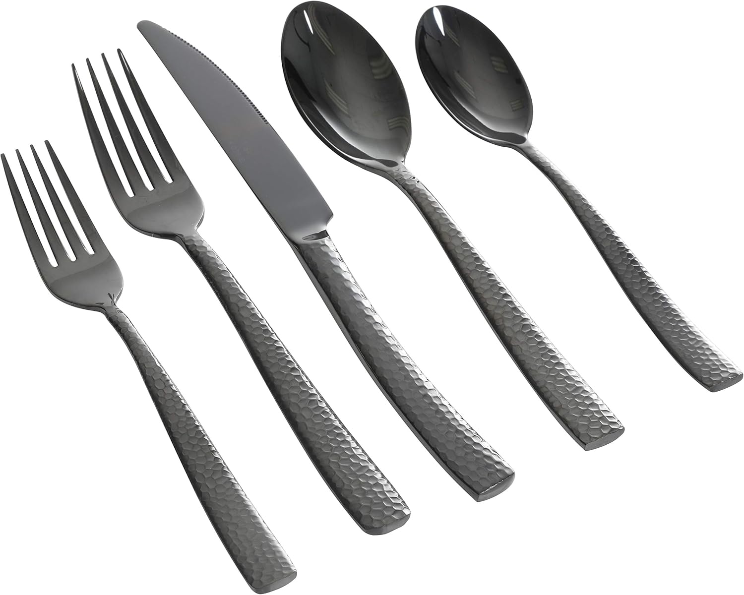 Gibson Home Gibson Elite Flatware Set, Service for 4 (20pcs), Hammered Black