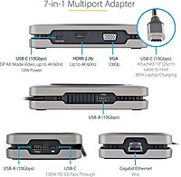 StarTech.com USB-C Docking Station Multiport Adapter with 4K60, 10Gbps USB Hub, 100W PD, Gigabit Ethernet