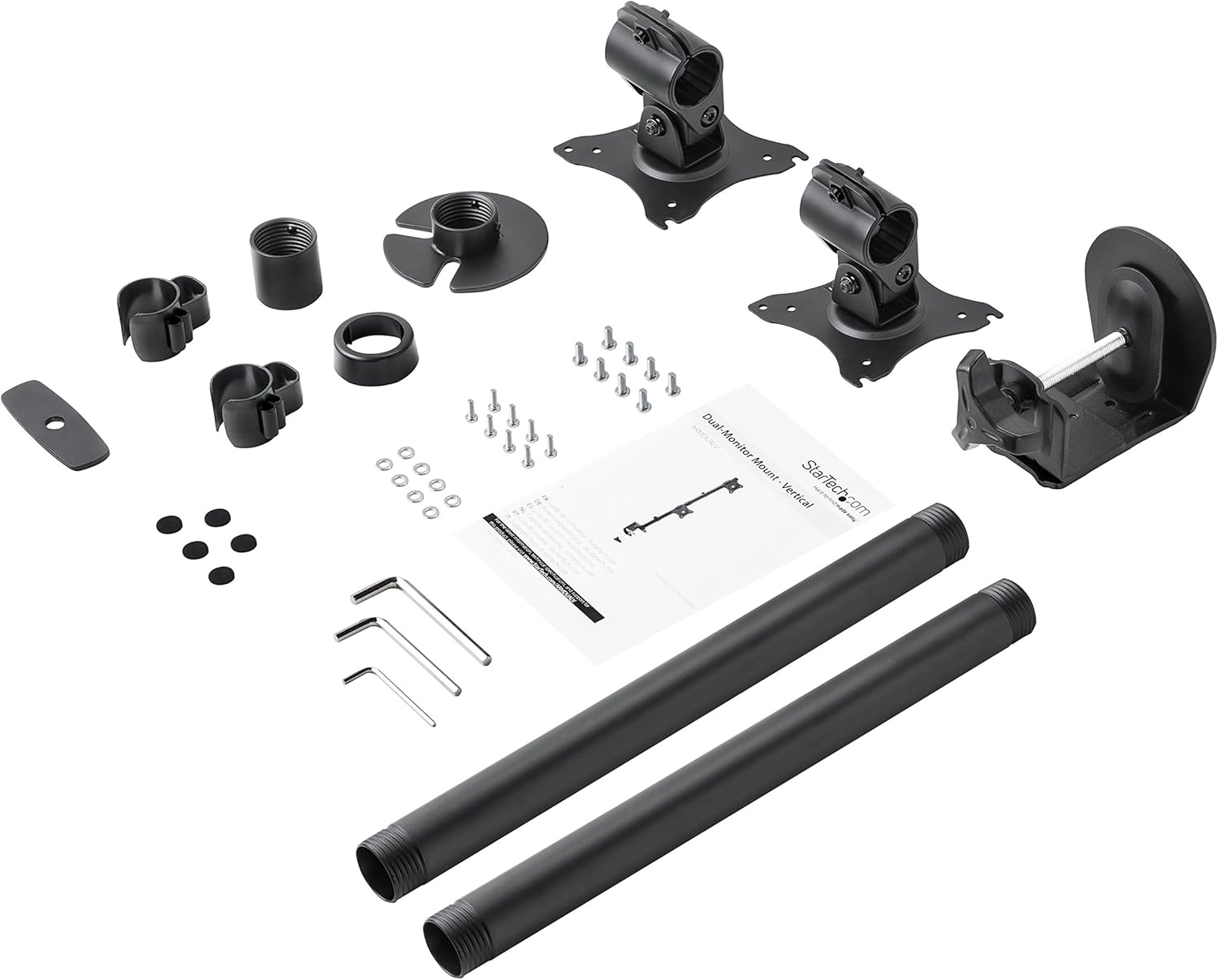 StarTech.com Vertical Desk Mount Dual Monitor Arm - for Monitors 13 to 27 - Adjustable - Desk Clamp/Grommet-Hole Mount