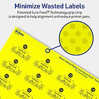 Avery Printable Rectangle Labels, Sure Feed Technology, 1-1/4" x 1-3/4", Neon Yellow, Laser/Inkjet Printable