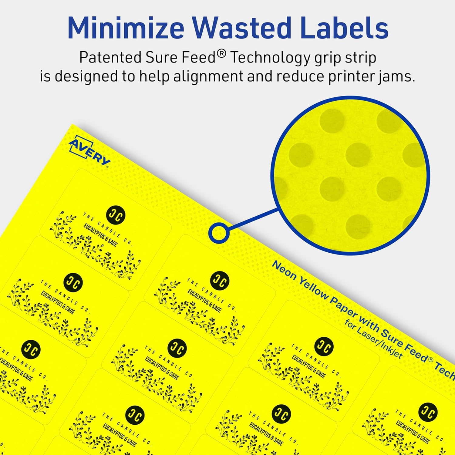 Avery Printable Rectangle Labels, Sure Feed Technology, 1-1/4" x 1-3/4", Neon Yellow, Laser/Inkjet Printable