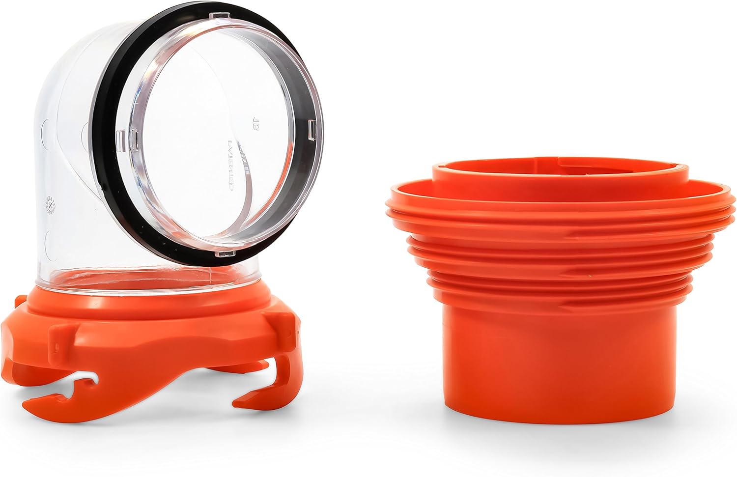 Camco 39736, RhinoFlex Clear RV Sewer Hose Elbow with 4-in-1 Adapter | Features a 360-Degree Fitting Rotation and Built-in