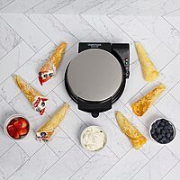Chef'sChoice KrumKake Maker Features Nonstick Surface and Instant Heat Recovery with Temperature Control and Ready Light