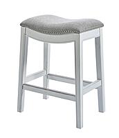 New Ridge Home Goods Zoey 26in. Counter-Height Backless Wood Saddle-Seat Barstool with Nailhead Trim, Alabaster White COUNTER HEIGHT- 26"
