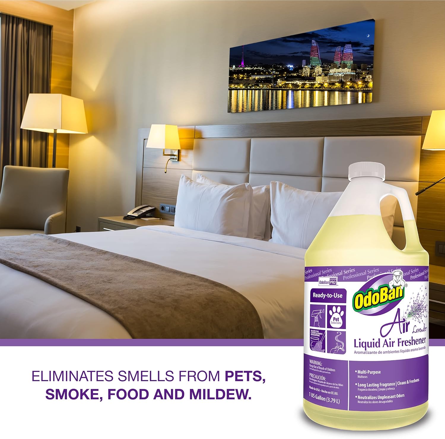 OdoBan Professional Series Ready-to-Use Air Lavender Liquid Air Freshener, Made in the USA, Lavender Scent