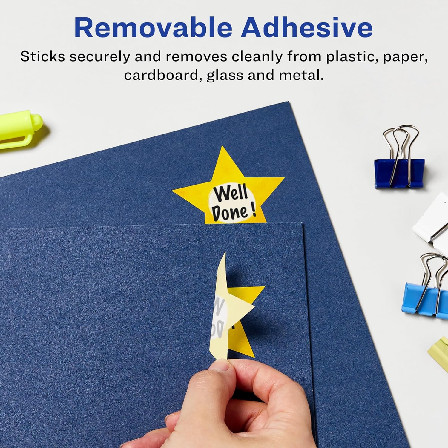 AVERY Matte White Removable Star Labels, Sure Feed Technology, Print-to-The-Edge, Laser/Inkjet Printable