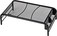 Mind Reader Monitor Stand, Ventilated Laptop Riser, Desktop Organizer, Side Storage, Metal Mesh, 20" L x 11.5" W x 5.5" H, Black (Pack of 2)