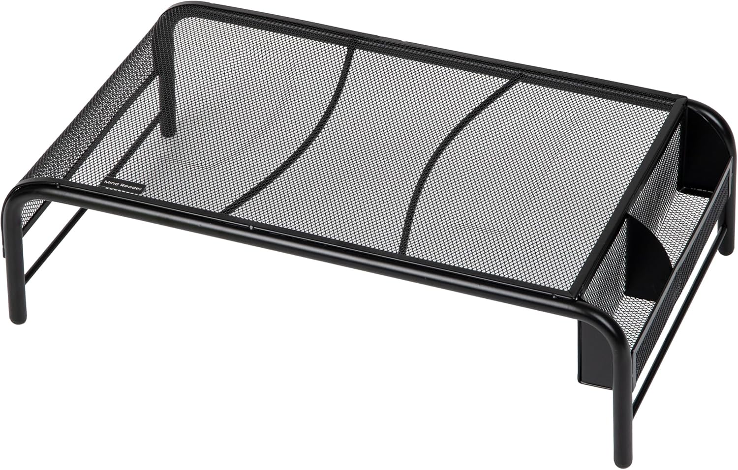 Mind Reader Monitor Stand, Ventilated Laptop Riser, Desktop Organizer, Side Storage, Metal Mesh, 20" L x 11.5" W x 5.5" H